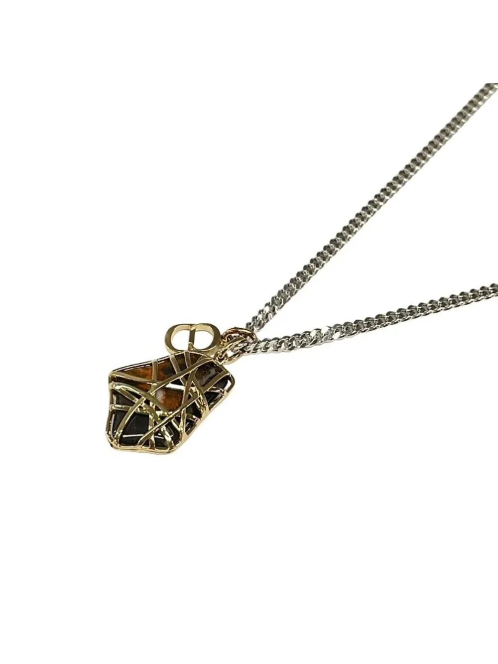Dior Necklace Gold Silver Dark Brown